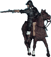 Cuirasseur fires his pistol during a caracole.