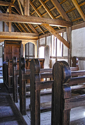 Interior of the most sumtuous building at Jamestown, the church